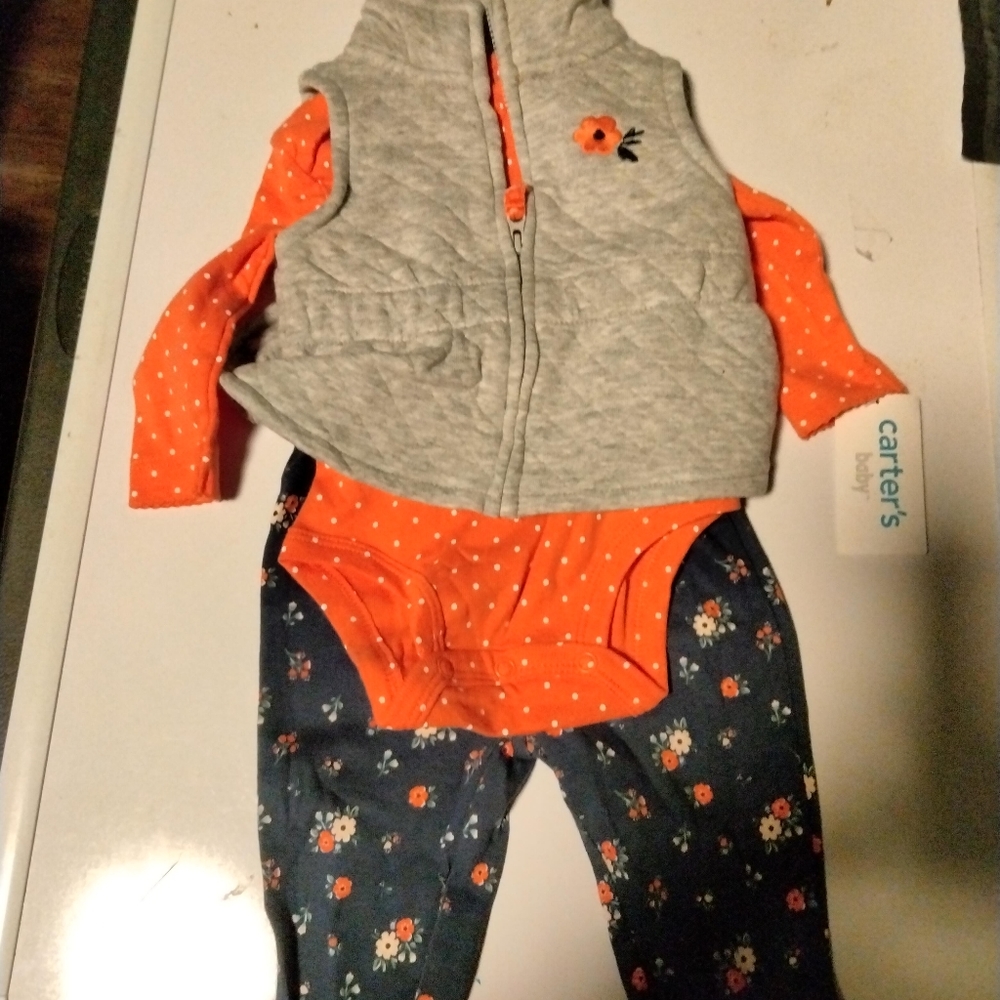 Carter's Baby Girl Quilted 3 Piece Outfit